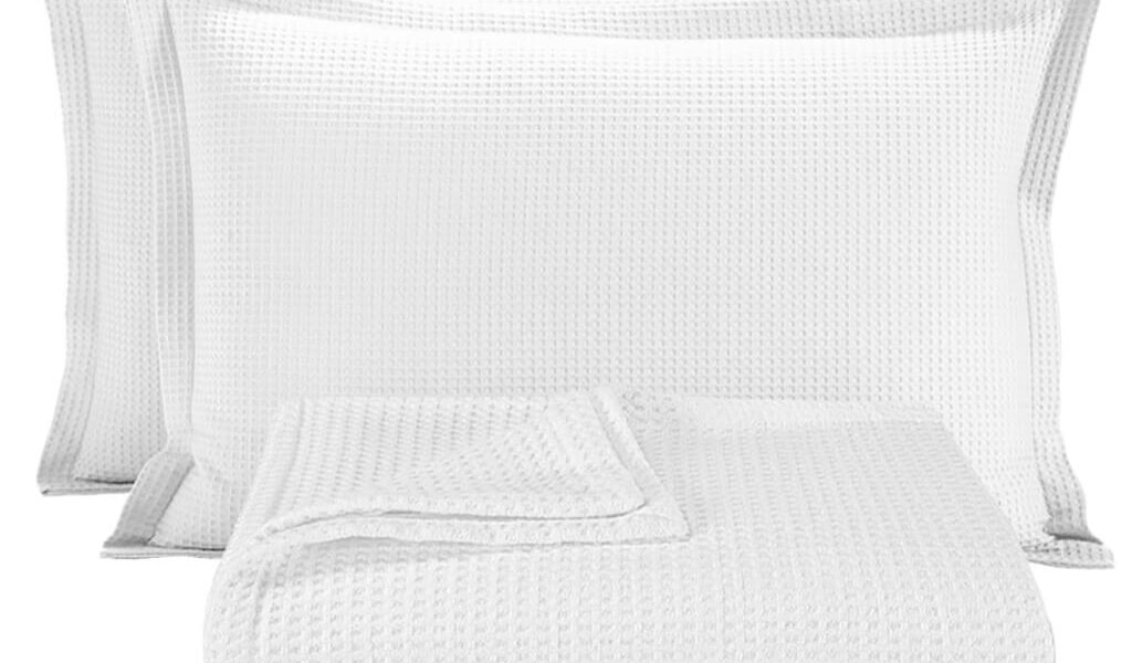 Kit Cobre Leito Colcha Casal 3 Peças Requinte Piquet Branco